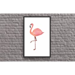 Quadro Aquarela Digital Flamingo - 60x40 cm