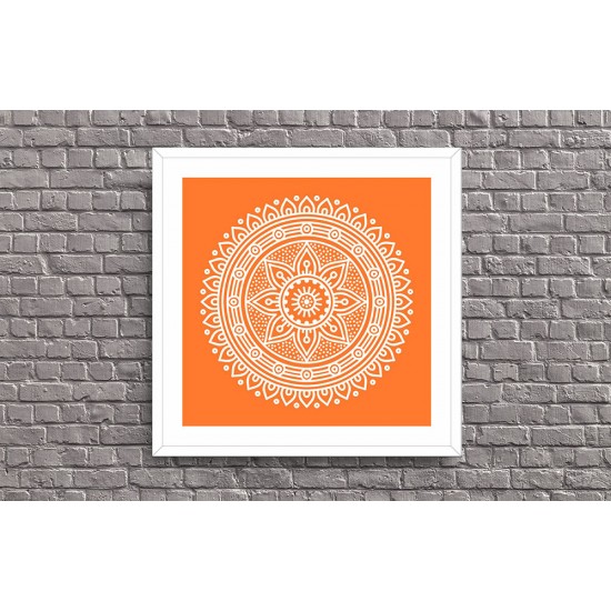 Quadro Alaranjado com Mandala - 45x45 cm