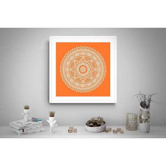 Quadro Alaranjado com Mandala - 45x45 cm