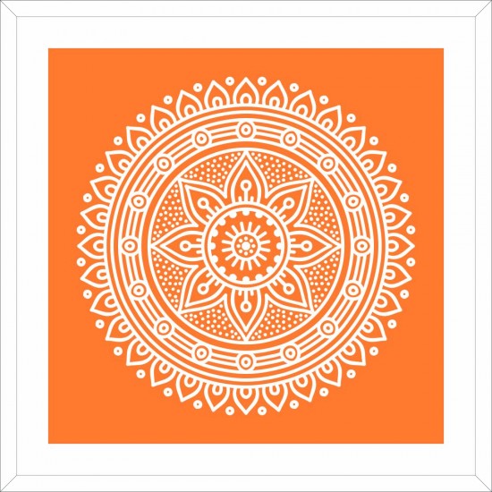Quadro Alaranjado com Mandala - 45x45 cm