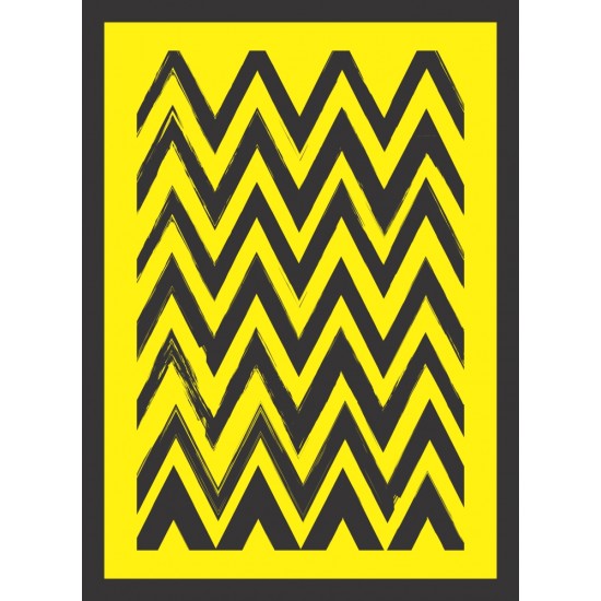 Quadro Digital Amarelo com Geométricos no Pincel  - 55x40 cm