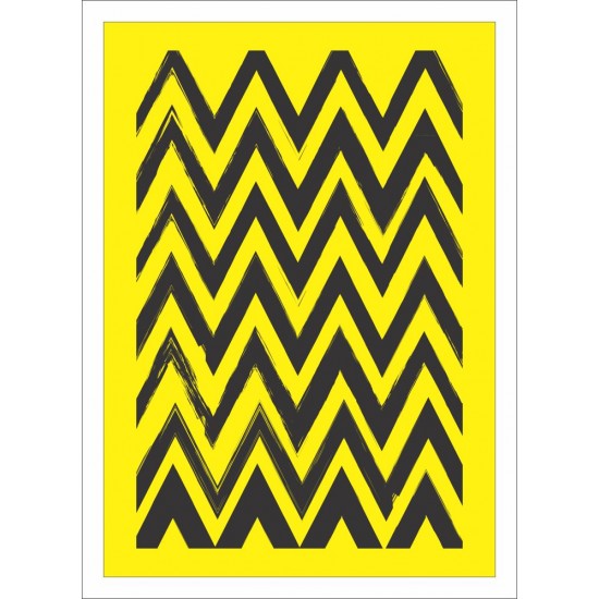 Quadro Digital Amarelo com Geométricos no Pincel  - 55x40 cm