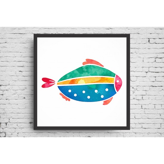 Quadro Digital Peixe - 55x55 cm