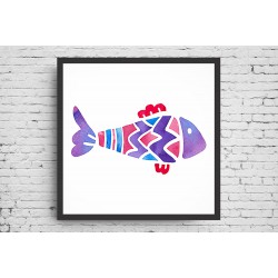 Quadro Digital Abstrato Peixe - 55x55 cm