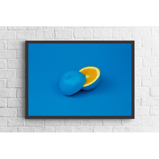 Quadro Abstrato Laranja Azul - 55x75 cm