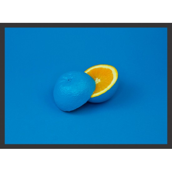 Quadro Abstrato Laranja Azul - 55x75 cm