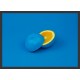 Quadro Abstrato Laranja Azul - 55x75 cm