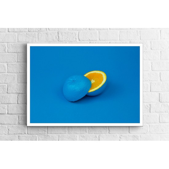 Quadro Abstrato Laranja Azul - 55x75 cm