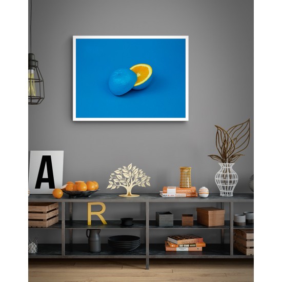 Quadro Abstrato Laranja Azul - 55x75 cm