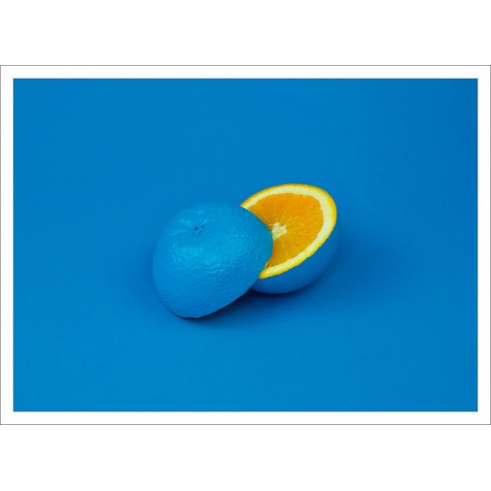 Quadro Abstrato Laranja Azul - 55x75 cm