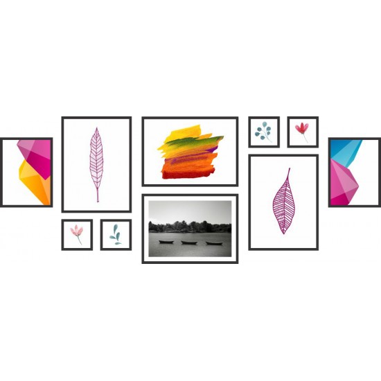 Conjunto de Quadros Composição Abstrato Colors  - Modelo 6 - 215x84 cm