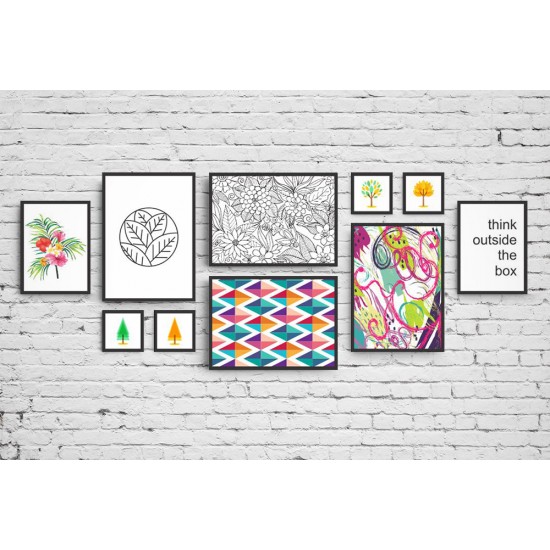 Conjunto de Quadros Composição Abstrato Colors  - Modelo 7 - 215x84 cm