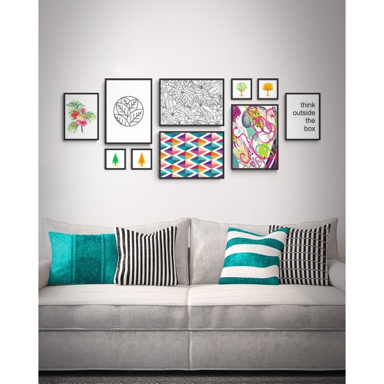 Conjunto de Quadros Composição Abstrato Colors  - Modelo 7 - 215x84 cm