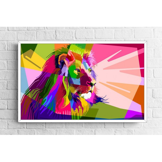Quadro Leão Full Colors - 60x95 cm
