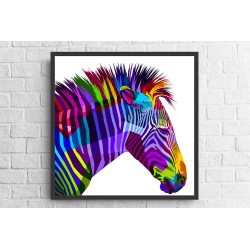 Quadro Africa Zebra Pop Art - 70x70 cm