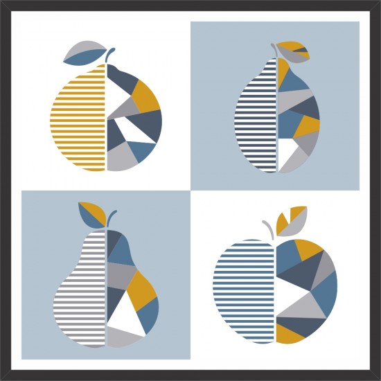 Quadro Frutas Abstrato Digital - 70x70 cm