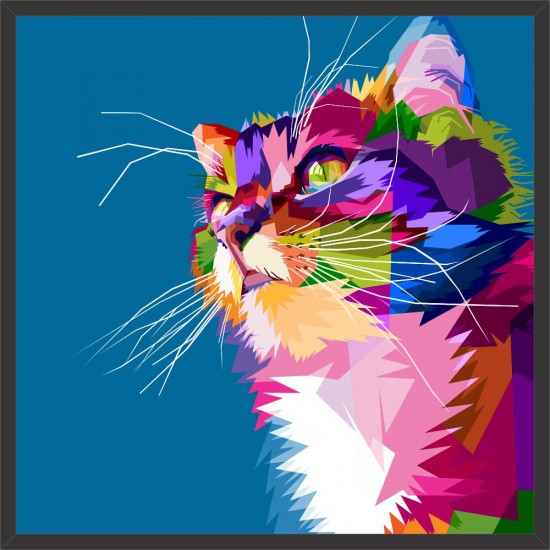 Quadro Gato Colorfull Pop Art - 70x70 cm