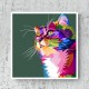 Quadro Gato Colorfull Pop Art - 70x70 cm
