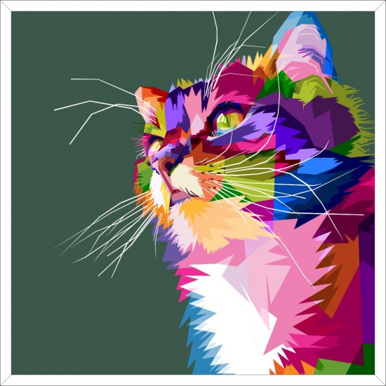 Quadro Gato Colorfull Pop Art - 70x70 cm