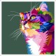 Quadro Gato Colorfull Pop Art - 70x70 cm