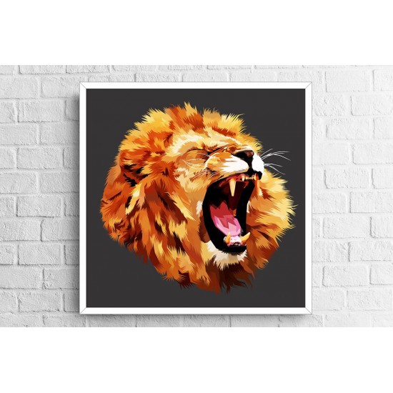 Quadro Africa Leão Digital Art - 70x70 cm