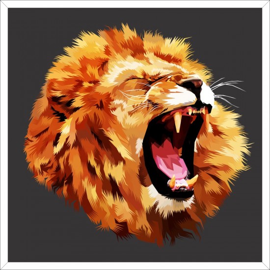 Quadro Africa Leão Digital Art - 70x70 cm