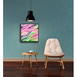 Quadro Digital Abstrato Folhas - 65x65 cm