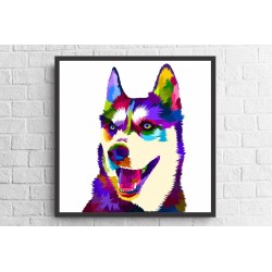 Quadro Digital Dog Pop Art - 65x65 cm