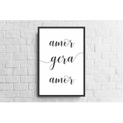 Quadro Lettering Amor Gera Amor - 62x42 cm