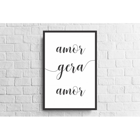 Quadro Lettering Amor Gera Amor - 62x42 cm