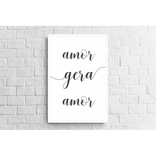 Quadro Lettering Amor Gera Amor - 62x42 cm