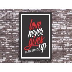 Quadro "O Amor Nunca Falha" 1 Coríntios 13 - 50x35 cm