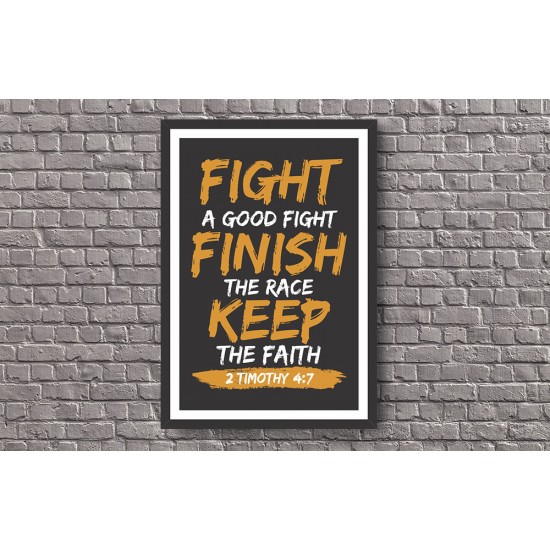 Quadro "Combati o bom combate, acabei a carreira, guardei a fé" 2 Timóteo 4:7 - 50x35 cm