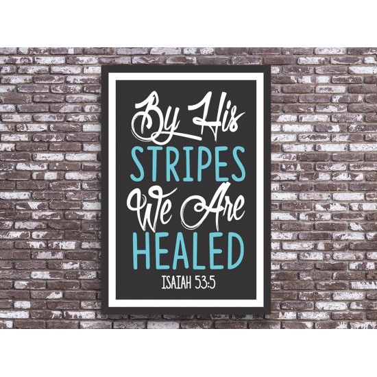 Quadro "Pelas Suas feridas fomos curados" Isaías 53:5  - 50x35 cm