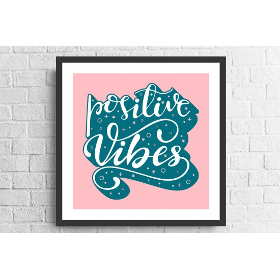 Quadro "Vibrações Positivas" - 42x42 cm