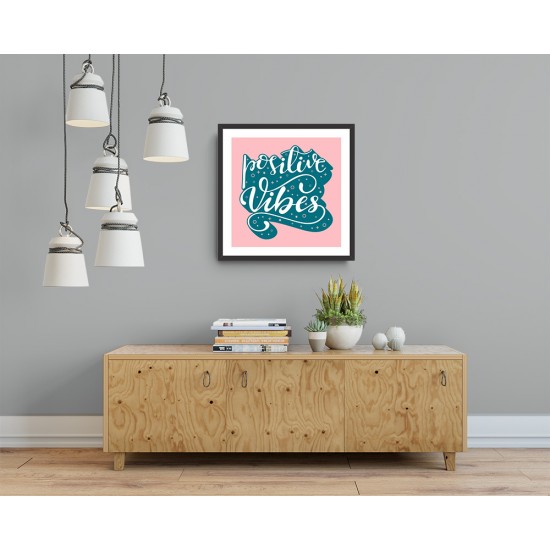 Quadro "Vibrações Positivas" - 42x42 cm