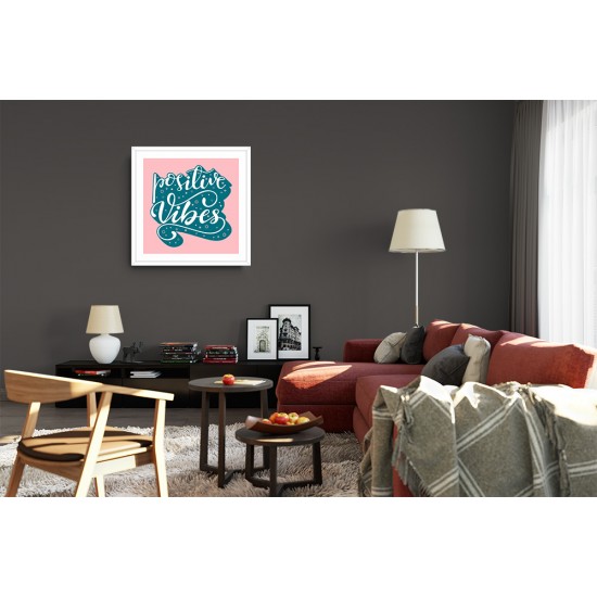 Quadro "Vibrações Positivas" - 42x42 cm