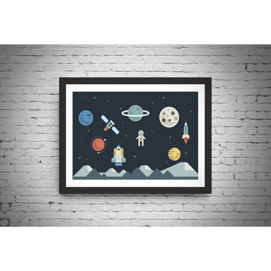 Quadro Planetas e Satélite - 26x35 cm