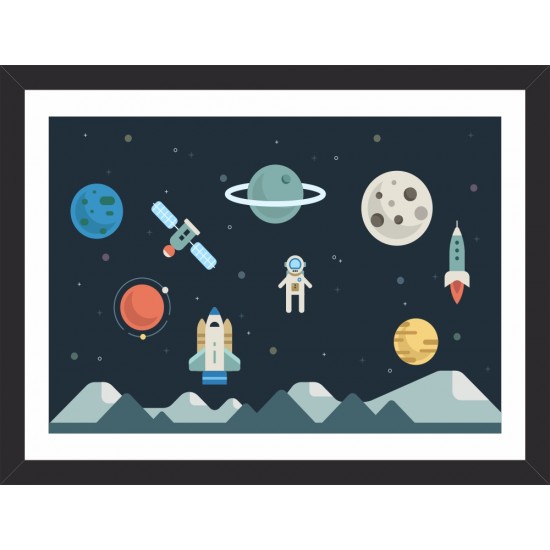 Quadro Planetas e Satélite - 26x35 cm