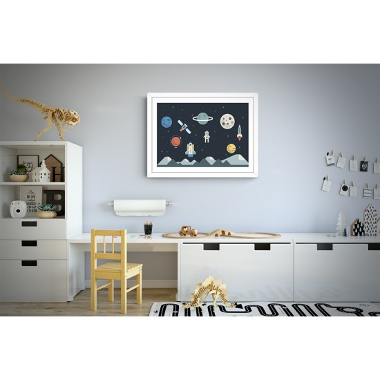 Quadro Planetas e Satélite - 26x35 cm