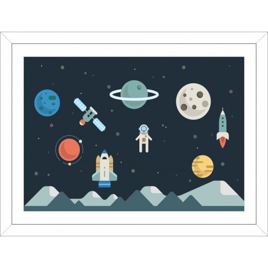 Quadro Planetas e Satélite - 26x35 cm