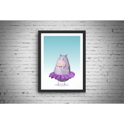 Quadro Hipopótamo Fêmea Bailarina - 35x26 cm 