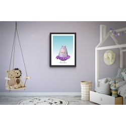 Quadro Hipopótamo Fêmea Bailarina - 35x26 cm 