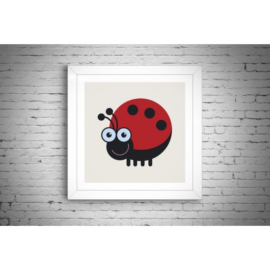 Quadro Joaninha - 29x29 cm 