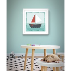 Quadro Barquinho - 29x29 cm 