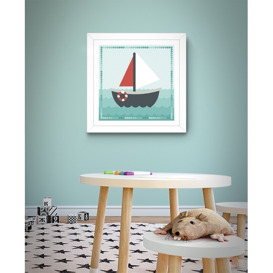 Quadro Barquinho - 29x29 cm 