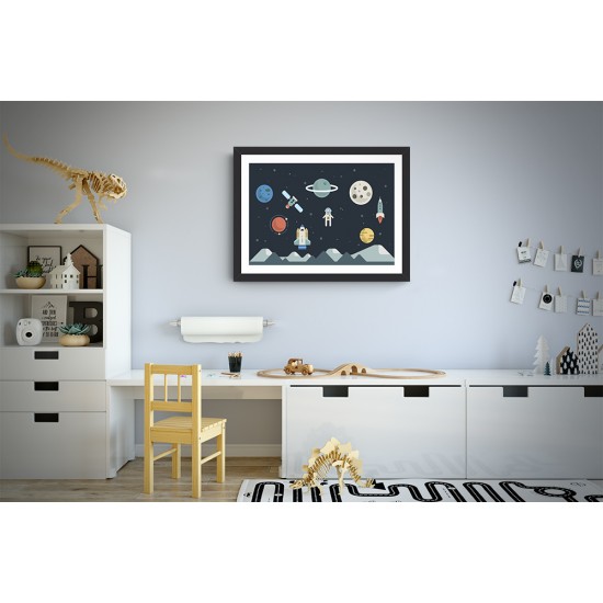 Quadro Planetas e Satélite - 26x35 cm