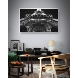 Quadro Noite na Torre Eiffel em Preto e Branco - 90x60 cm