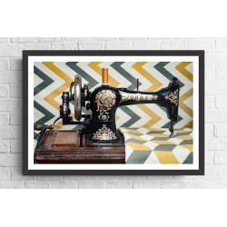 Quadro Maquina de Costura Retrô  - 44x64 cm
