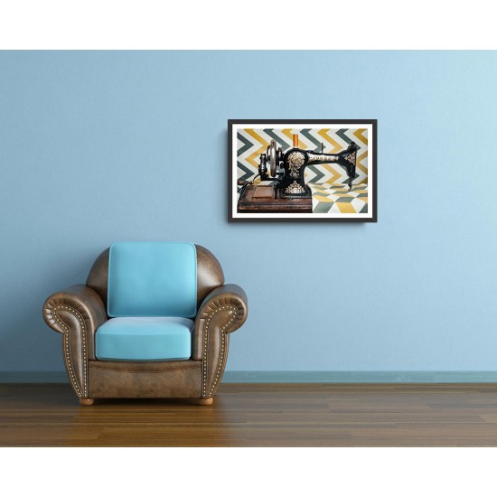 Quadro Maquina de Costura Retrô  - 44x64 cm